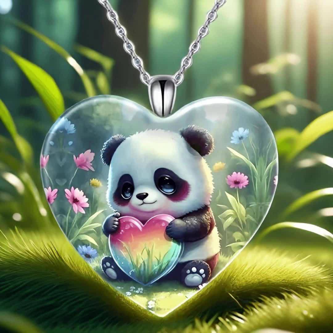 Heart-Shaped Cartoon Animal Pendant Necklace, Valentine's Gift